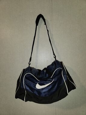 Nike Navy and Black Gym Travel Duffel with White Swoosh